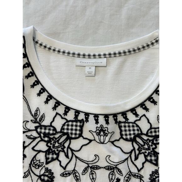Charter Club Embroidered Floral Tee – XL - Picture 6 of 6